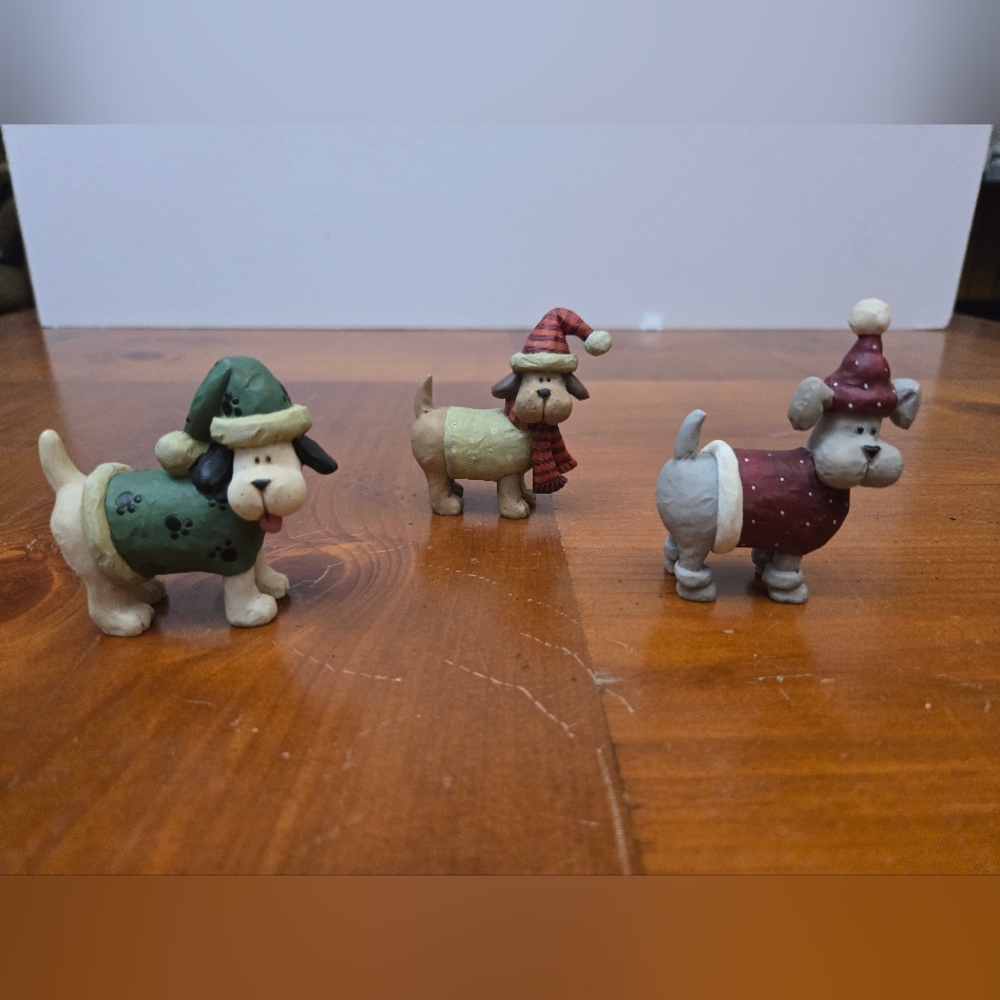 Festive Holiday Christmas Winter Dog Figurines Set of 3 by Suzi